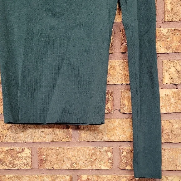 ZARA Square Neck Ribbed Long Sleeve Top Green Size Medium - Picture 6 of 11
